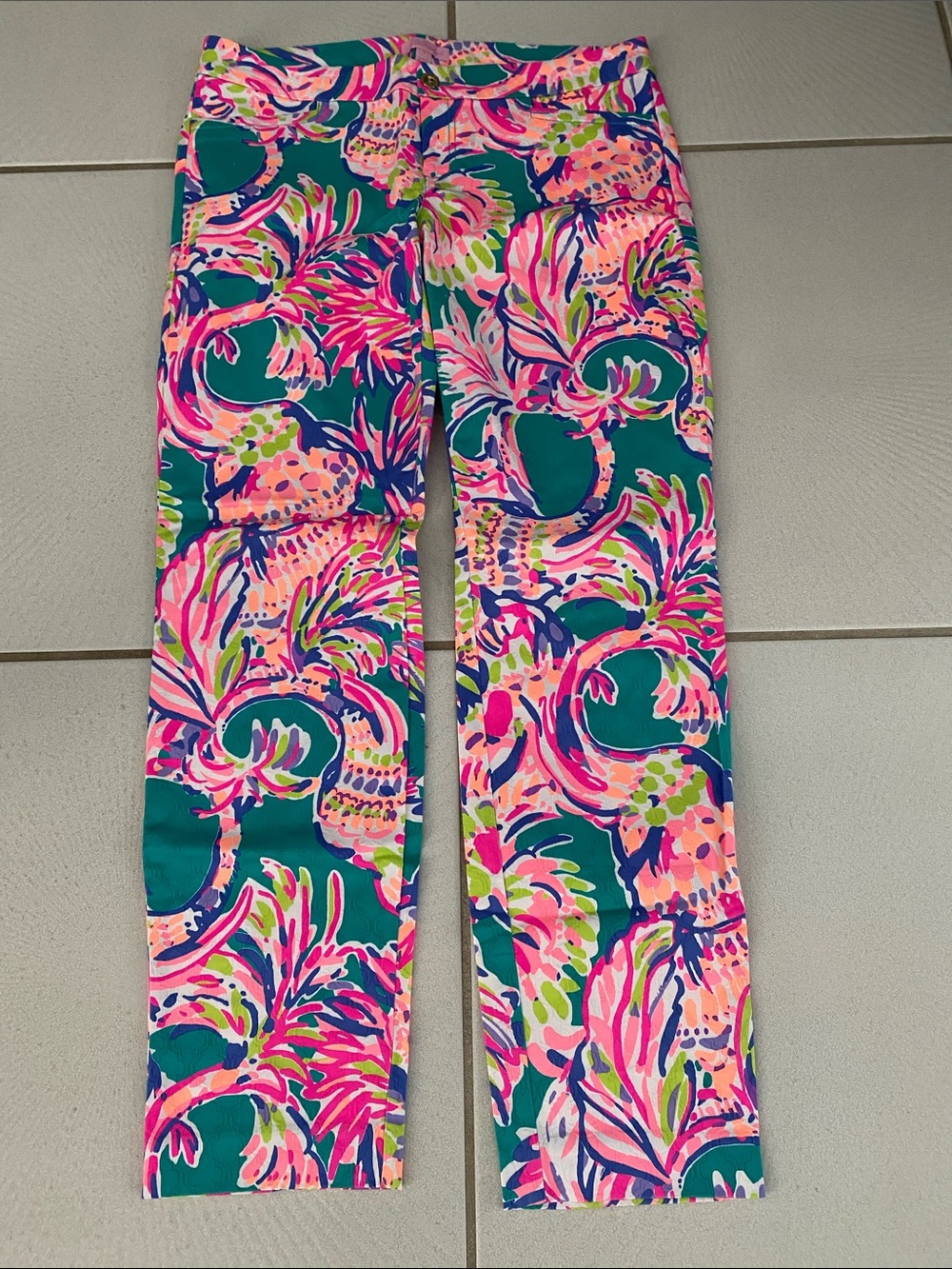 Lilly Pulitzer Kelly Skinny Ankle Pants Safari  Sighted Agate print size 8